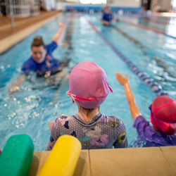 Swimming lessons Girls learning to swim